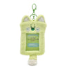 A fluffy light green cat-shaped keychain holder for Kpop photocards