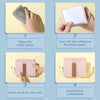 Four steps showing how to install a wall-mounted organizer with a phone holder and charging dock