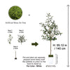 Artificial moss is combined with a plant to create a lifelike artificial olive tree for decor.
