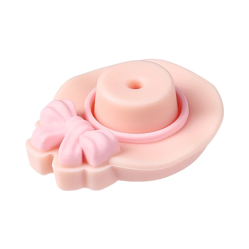 Pink silicone plant beads shaped like a flower for jewelry making and DIY crafts