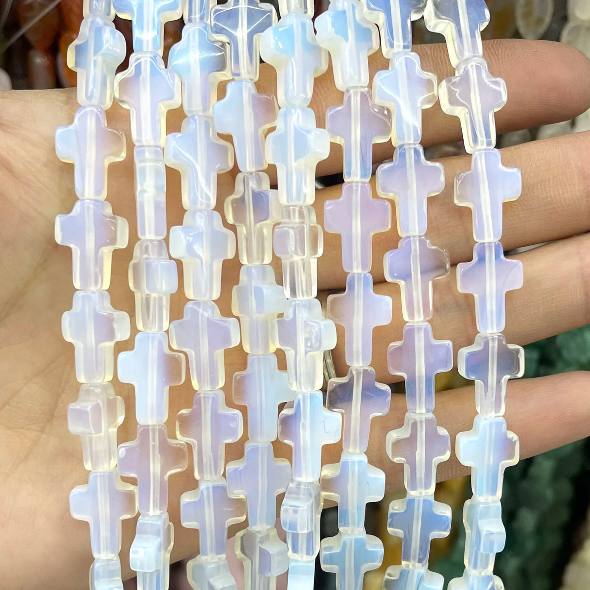 Natural Stone Cross Beads for Jewelry Making