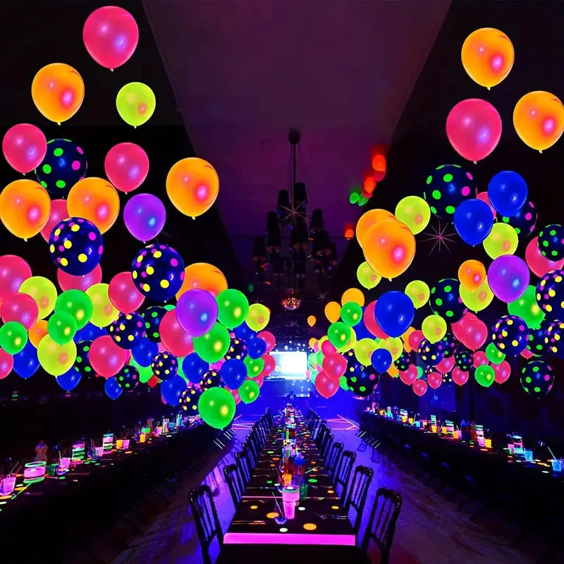 Glow-in-the-Dark Neon Balloons (60 Pack) – 12 Inch Party Decorations