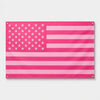 A pink and white striped flag design featuring a stars field section.