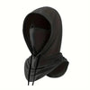 Black breathable full head UV protection mask with drawstring details
