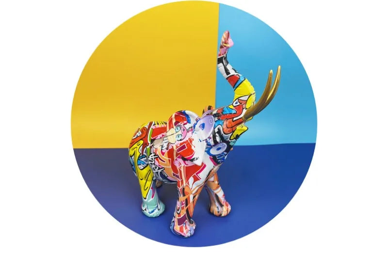 Colorful Elephant Resin Figurine for Home Decor