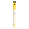 A yellow magnetic dry erase marker with a black cap and white barrel.