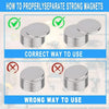 Diagram showing the correct and incorrect ways to use strong round neodymium magnets