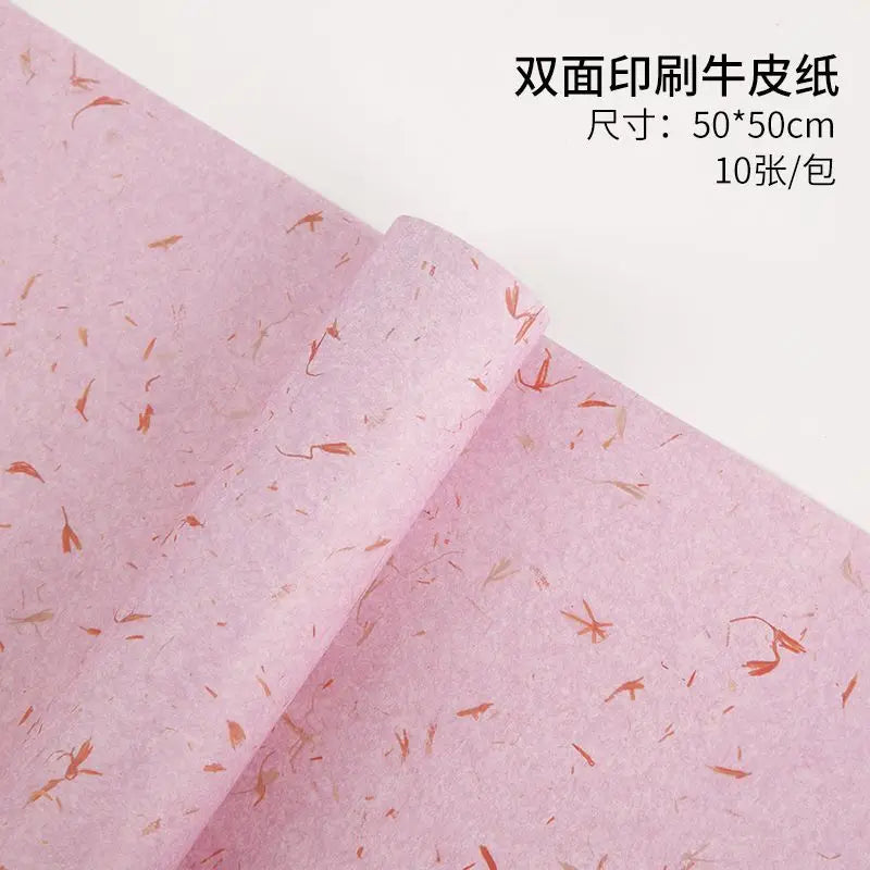 Roll of pink flower petal decorative packaging paper for gifts and weddings