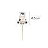 A white and black zebra-themed cake topper with a stick, measuring 4.5cm long.