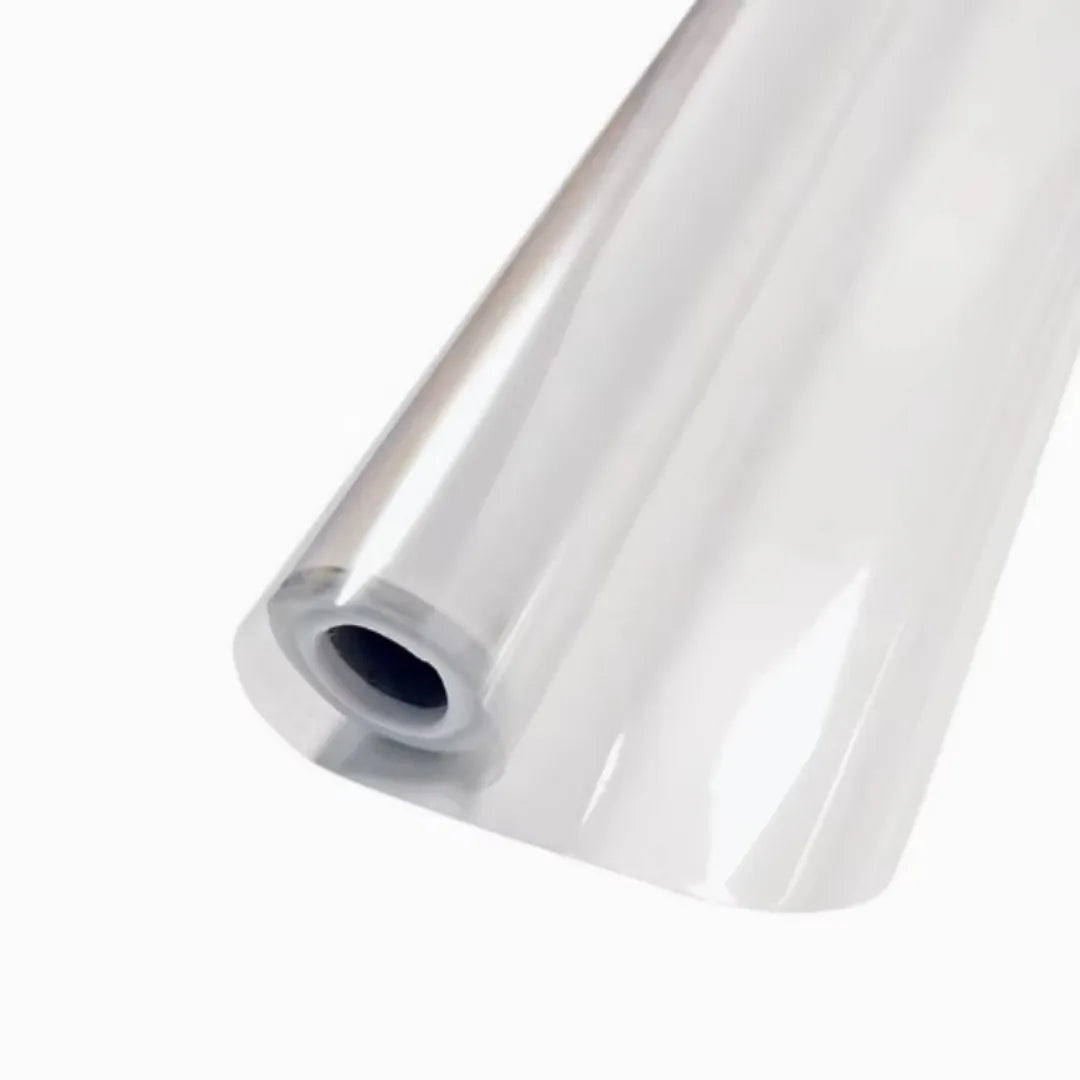 A roll of clear frosted glass window film used for privacy and decoration.