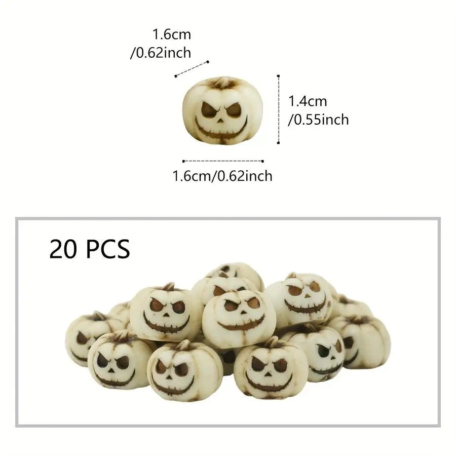 Collection de 20 citrouilles en résine sculptées avec des visages effrayants pour décoration extérieure d'Halloween