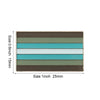 A rectangular lapel pin featuring five horizontal stripes of varying shades of teal and gray.