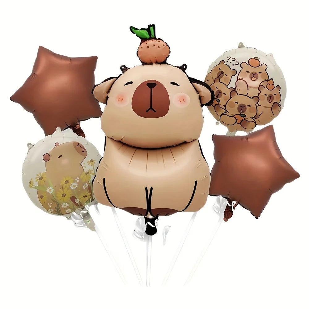 Capybara Cartoon Foil Balloon Party Decoration Set
