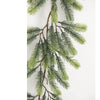 A branch of artificial pine garland with green needles and brown twigs.