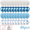 Set von 40 matten Latexballons in verschiedenen Blau- und Weißtönen mit Schleifen zum Konfetti-Dekor