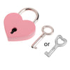 Vintage heart-shaped mini padlock with key in pink and silver finish