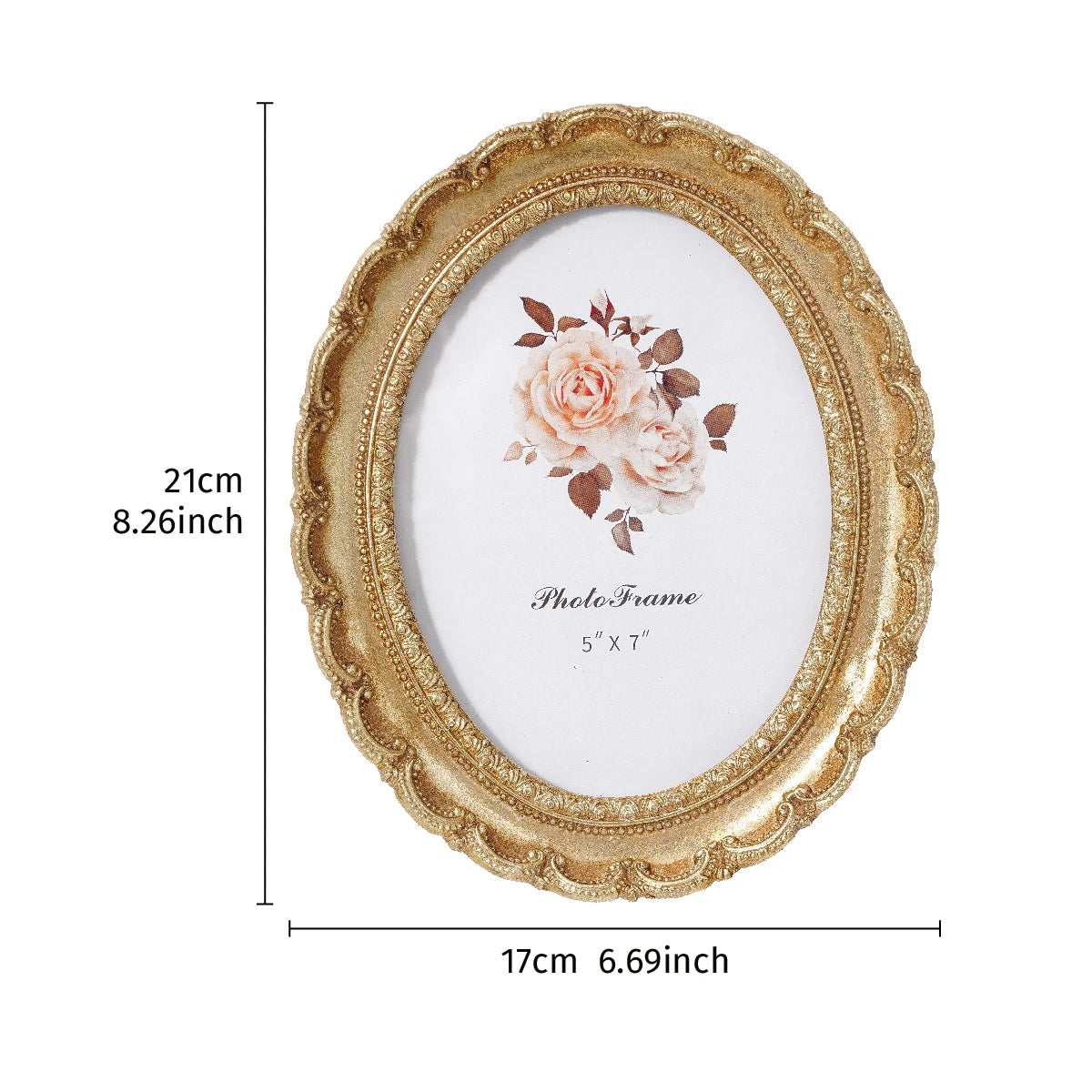 Vintage Resin Photo Frame with Golden Ornamental Details