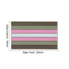 A rectangular lapel pin featuring five horizontal stripes of pastel colors: brown, sage green, pink, light gray, and a darker