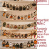 A display of 10 random patterns from a vintage wooden Halloween flag set featuring pumpkins, ghosts, and moons.