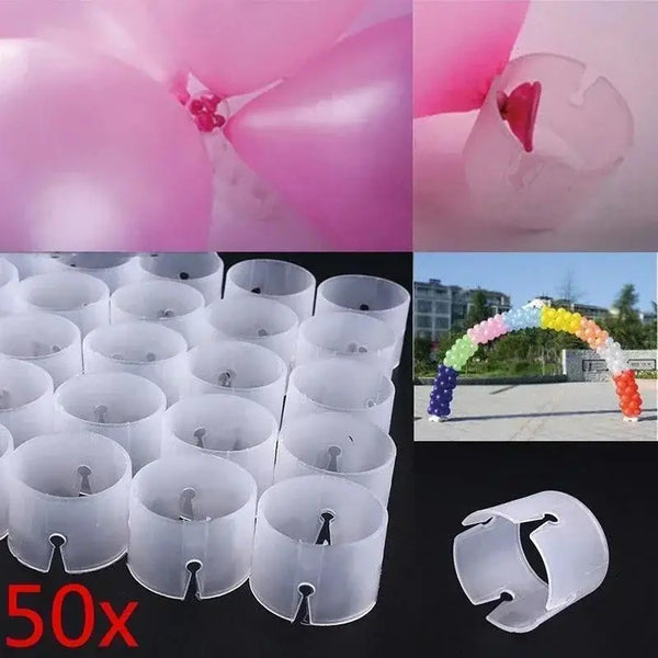 50 silicone balloon arch connector rings in various colors and sizes for party decor