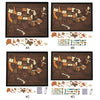 Set aus Holz-USA-Landkarten-Puzzles und interaktiven Aufklebern A, B, C und D.