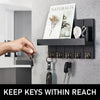 Rustic wooden wall-mounted organizer with five hooks for keeping keys and mail within reach