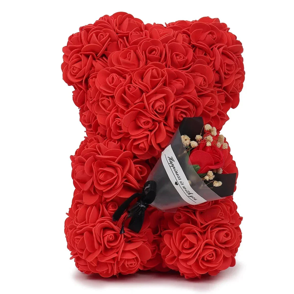 Roter künstlicher Rosen-Teddybär für romantische Dekoration.