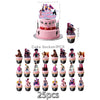 A set of 25 anime hunter girl cake toppers featuring various characters and designs.