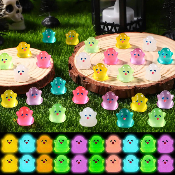 Glow-in-the-Dark Mini Ghost Figurines for Halloween Décor