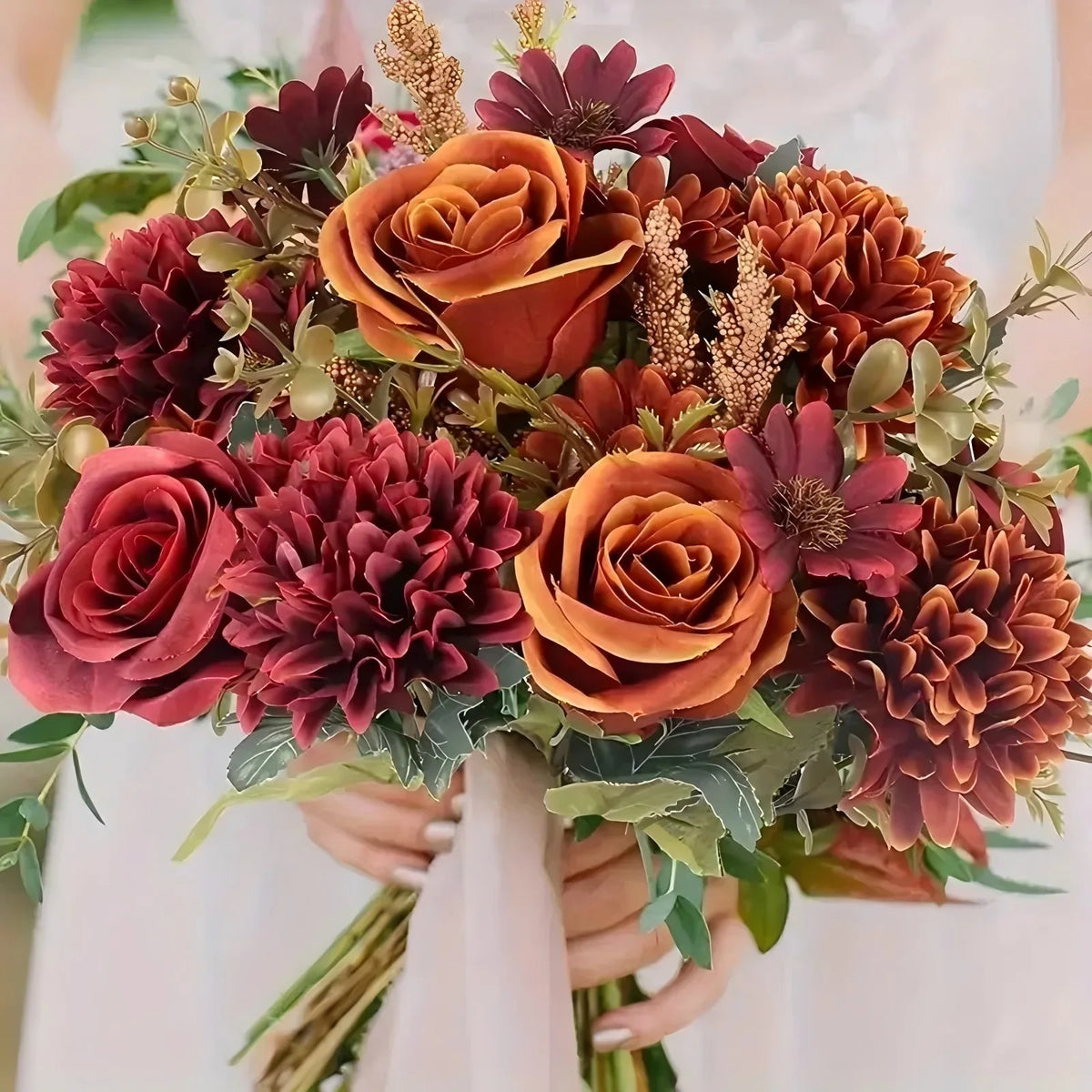 Artificial Fall Rose & Chrysanthemum Bouquet