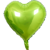 A bright lime green heart-shaped foil balloon with a star design.