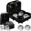 Black silicone mold set containing various skull, sphere, and diamond ice shapes for crafting