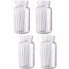 A set of clear glass vases with vertical stripes for home decor