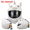 White cartoon plush helmet cover with a horn and a visor