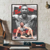 A canvas wall art print featuring a black and white photo of Conor McGregor in a boxing stance.