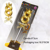 A gold crown number cake candle for birthdays and celebrations is shown with a packaging box.