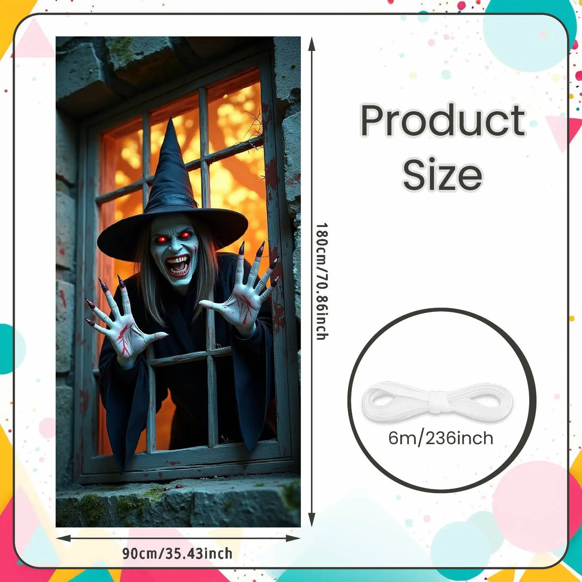 Large Halloween Witch Door Banner with Classic Spooky Design