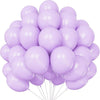 A bunch of pastel latex balloons in shades of blue, pink, and purple.