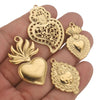 Gold Sacred Heart Charms for Jewelry Making