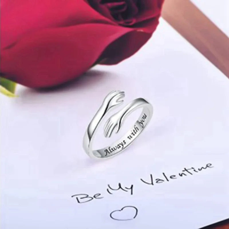 Open Design Hug Ring with Embracing Hands for Women