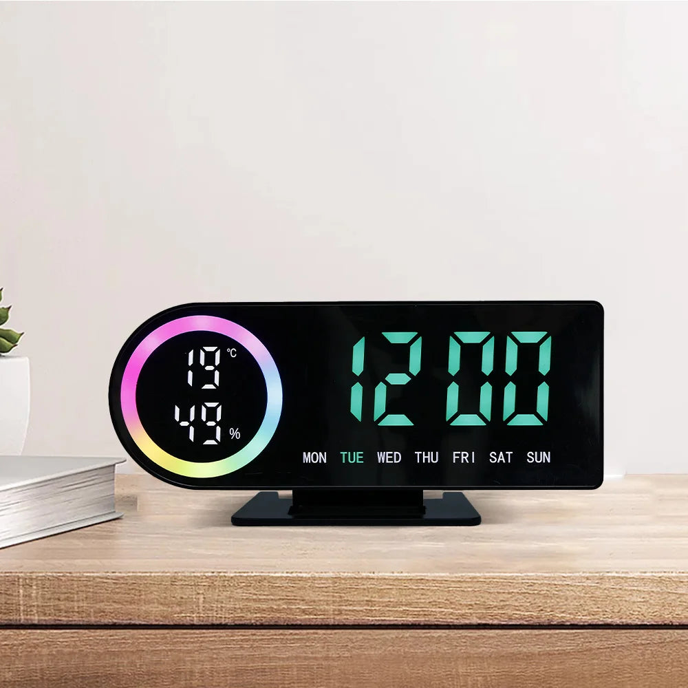 LED Digital Alarm Clock with 7-Color Display