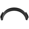 A black adjustable hat brim shaper tool with curved edges.