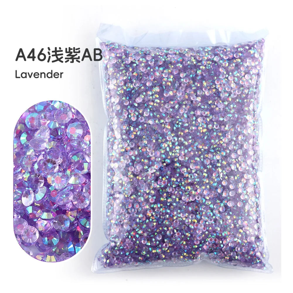 Bag of purple lavender resin rhinestones for crafting