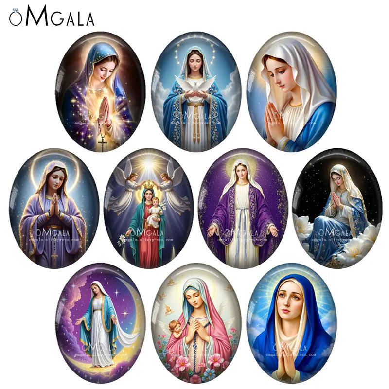 Religious Art Glass Cabochons for Jewelry Making