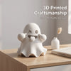 3D printed craftsmanship smooth matte white ghost statues for whimsical home or office decor