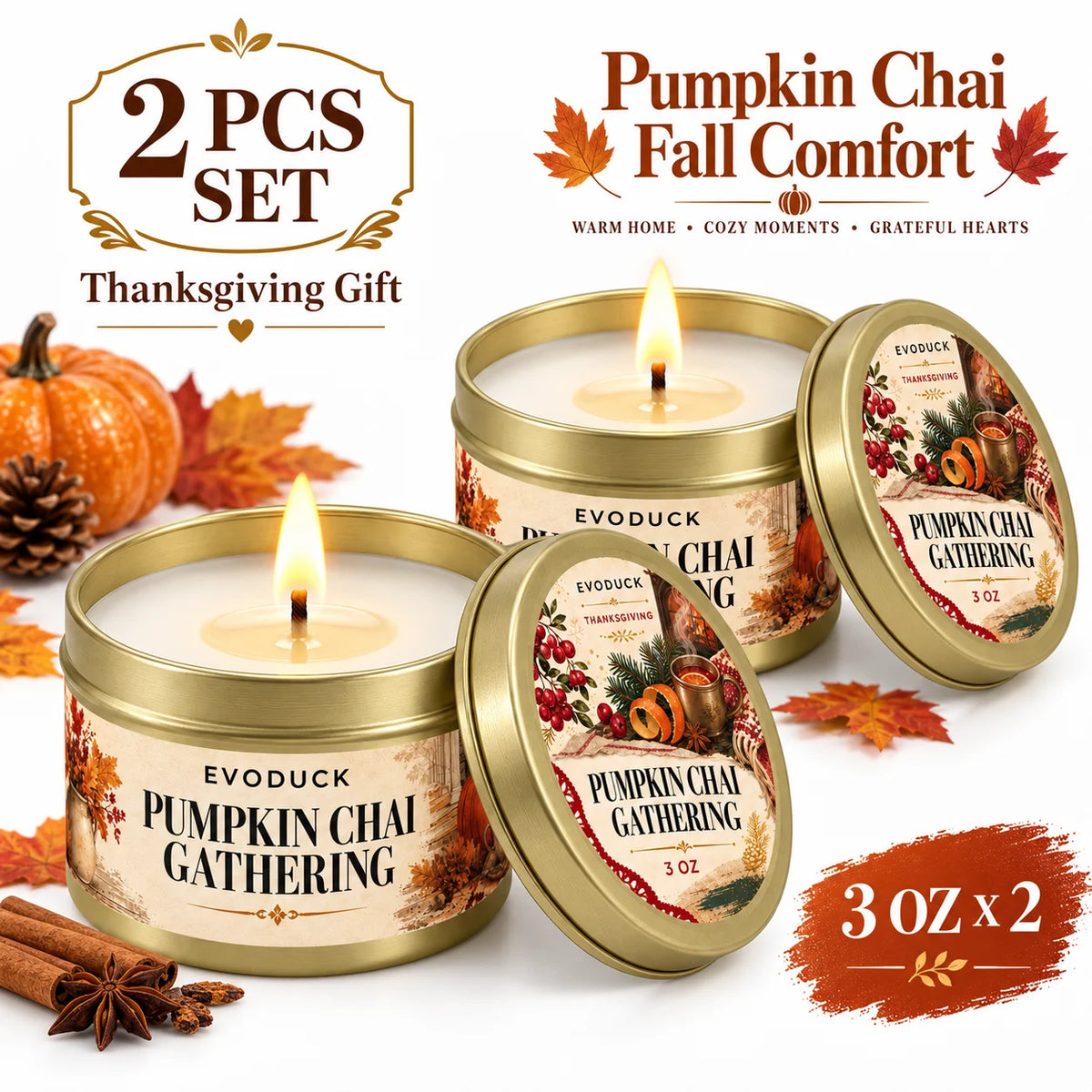 Orange Loaf Scented Candle Set in Gold Tins (4-Pack)