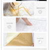 Various views of self-adhesive 3D foam wall panels showing texture, waterproof properties, and convenient installation.
