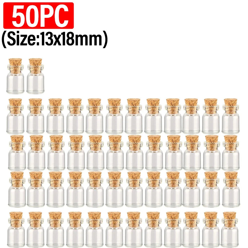 Mini Clear Glass Bottles with Cork Stoppers for DIY Crafts and Storage