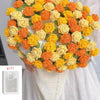 Handmade rose bouquet blanket gift featuring orange and yellow fabric flowers