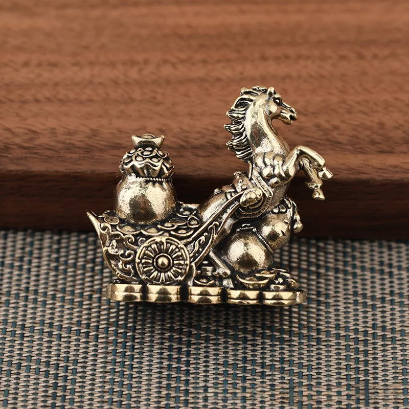 A detailed solid copper figurine of a horse for prosperity and positive energy